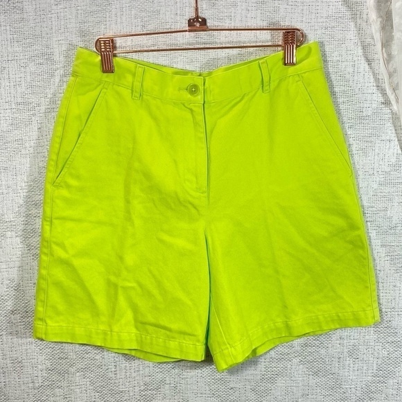 Vintage Lauren Ralph Lauren Lime Green high waisted bermuda shorts size 4 - Picture 1 of 5